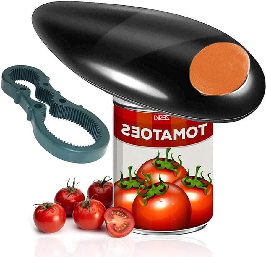 Elektrische Blikopener Automatische Tin Zonder Moeite Openen Snijdt Zijkant 16.5 cm Zwart