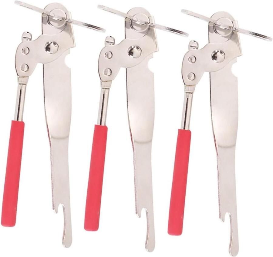 Elektrische Blikopener Flesopener Deksel lifter Keuken Gadget Antislip handgrepen 18.5x6x2CM Zilver Rood
