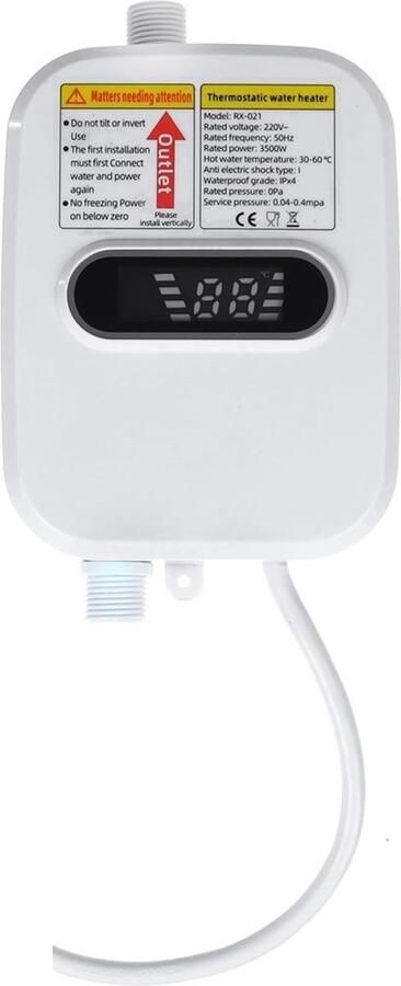Elektrische Boiler Direct Warm Water Badkamer Douchen 3 Seconden Verwarming 3500W Zwart