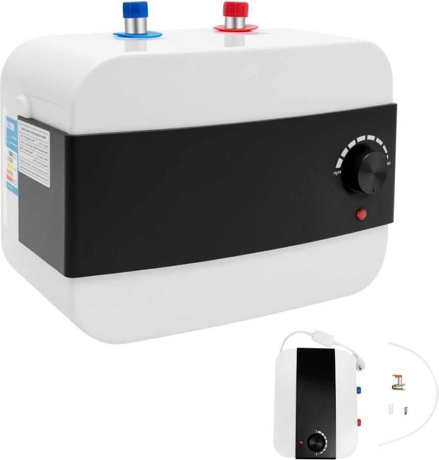 Elektrische Boiler Doorstroomboiler Mini Tank Snel Warm Water Veiligheidsfuncties 6 Liter Wit Zwart