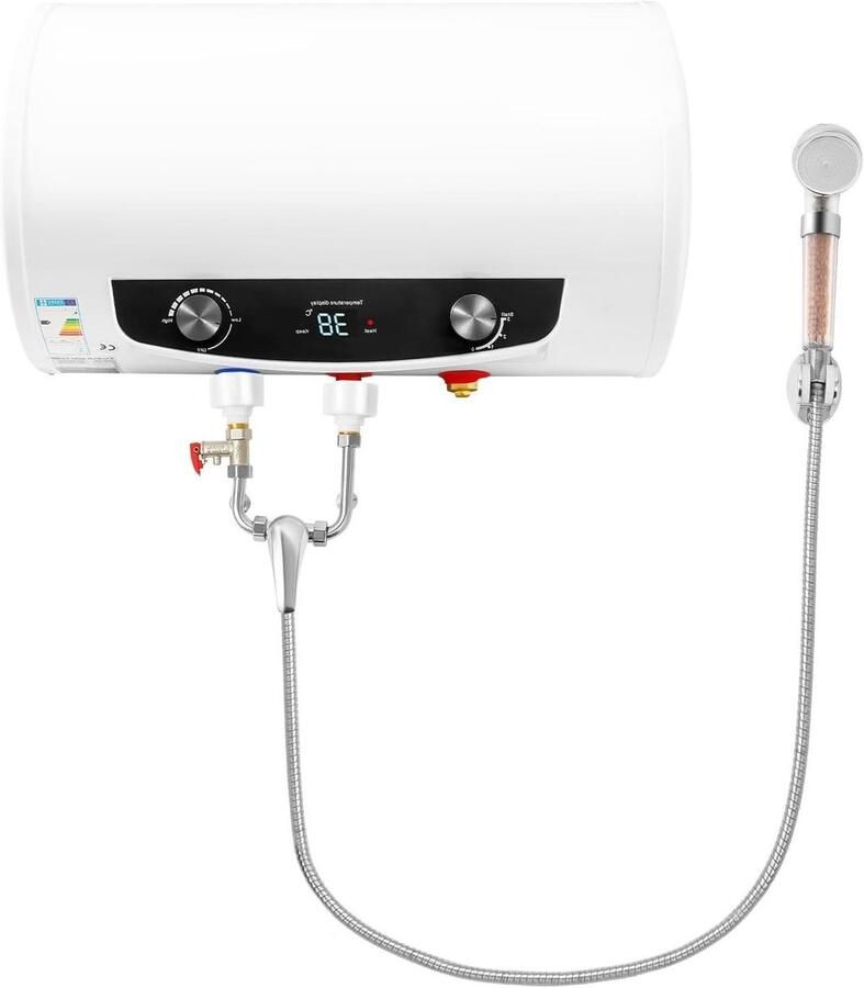 Elektrische boiler Doorstroomboiler Warmwaterboiler Direct warm water Met handdouche 35 liter Wit