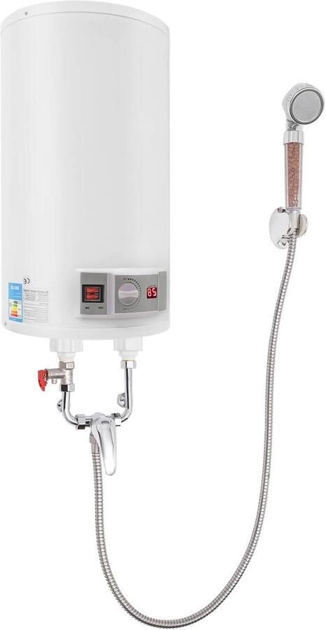 Elektrische Boiler Warmwaterboiler Boiler met Douche Direct Warm Water Geïntegreerd Douche-Systeem 35 Liter Wit