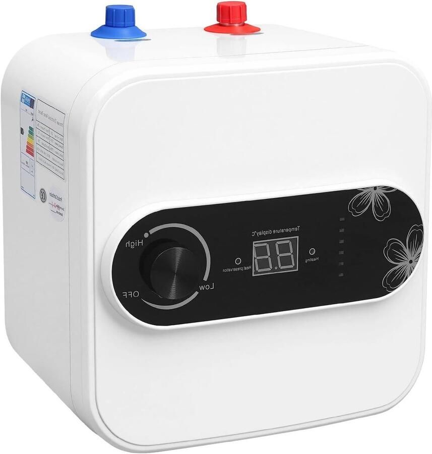 Elektrische Boiler Onderbouwboiler Doorstroomboiler Direct Warm Water Digitale Temperatuurregelaar 8 liter Wit