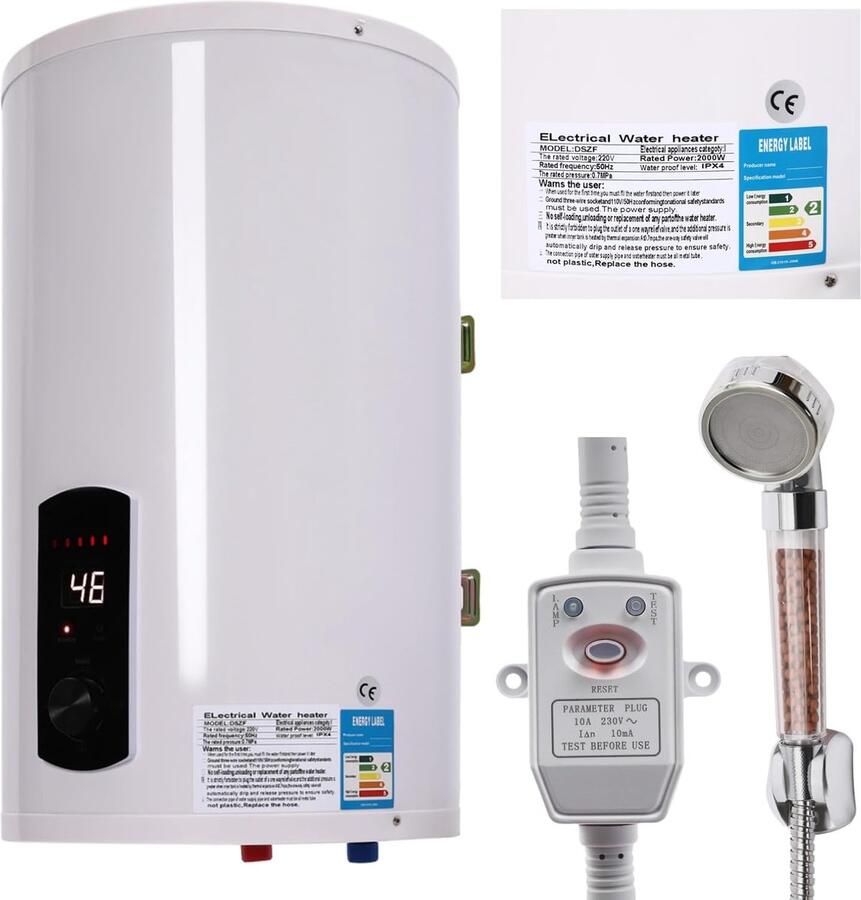 Elektrische Boiler Warmwater Boiler Praktische Douche Lekbescherming 30 Liter Wit