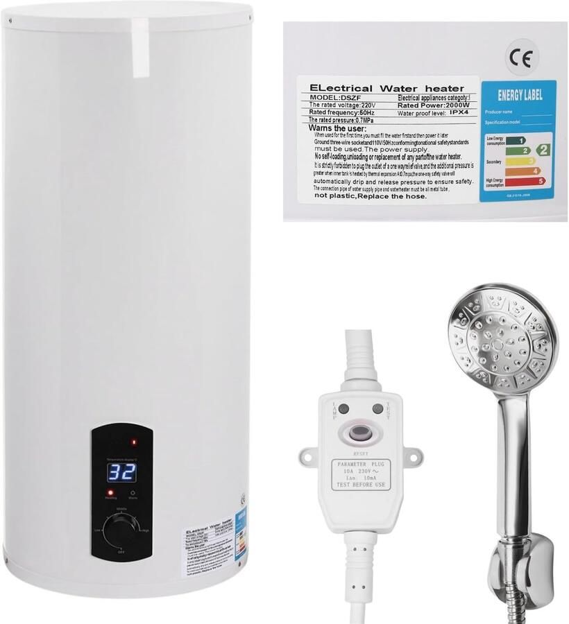Elektrische Boiler Warmwater Boiler Praktische Douche Lekbescherming 60 liter Wit