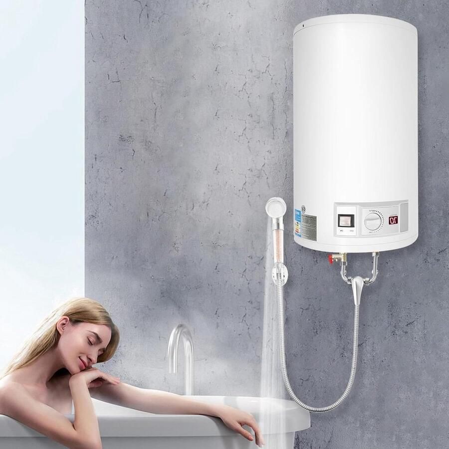 Elektrische Boiler Warmwaterboiler Douche Douchen Thuis Inclusief Douchekraan 50 Liter Wit