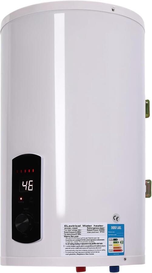 Elektrische boiler Warmwaterboiler keuken Direct warm water Inclusief douchekraan 30 liter Wit