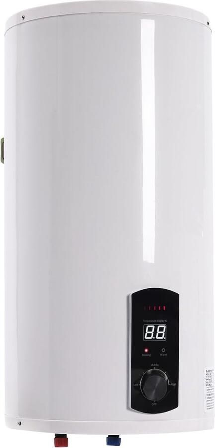 Elektrische Boiler Warmwaterketel Badkamer Keuken Inclusief Douchekraan 34x71cm Wit