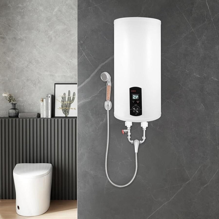 Elektrische boiler Warmwaterketel Direct warm water Met kraan en douchekop 50 liter Wit