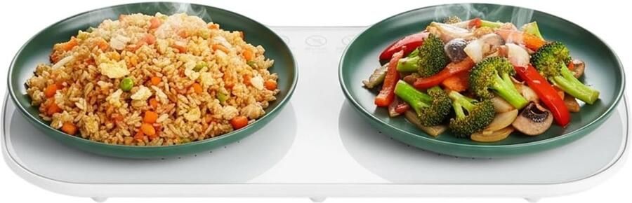 Elektrische bordenwarmer Verwarmd dienblad Eten warm houden Gelijkmatige warmte 30x18 cm Wit