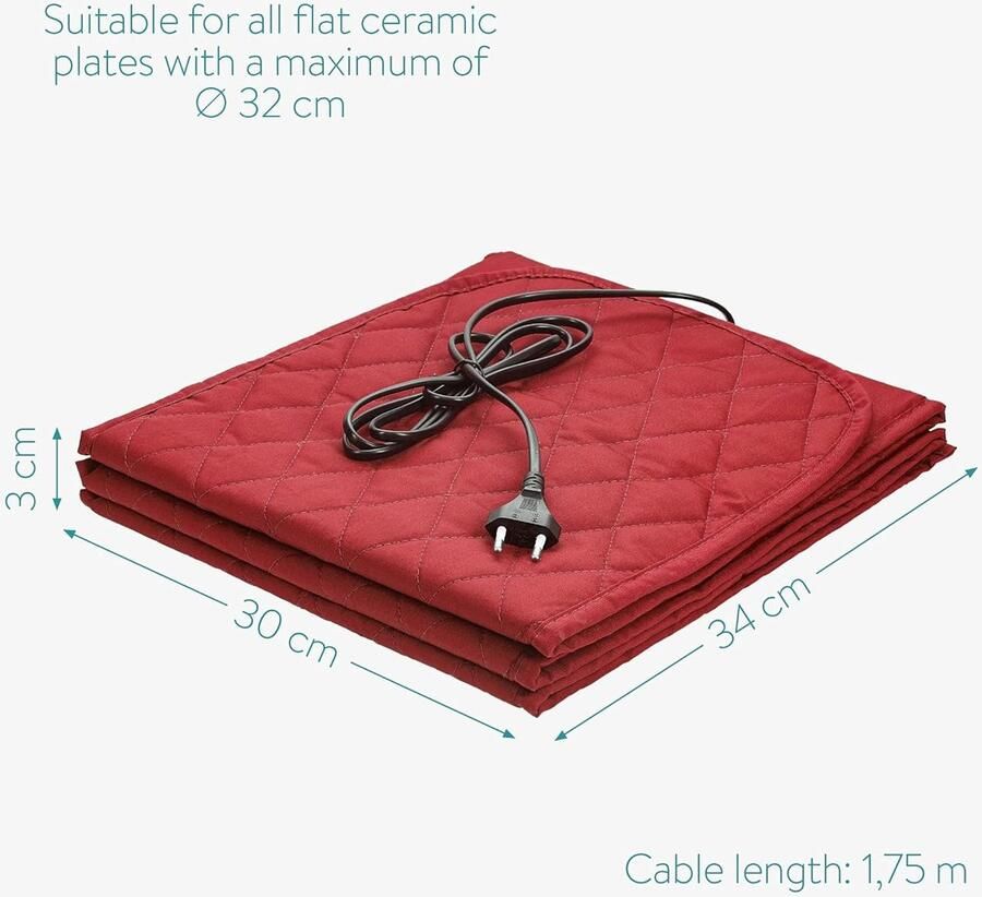 Elektrische bordenwarmer Verwarmende tray Borden warm houden Voor 10 borden 34 x 30 cm Rood