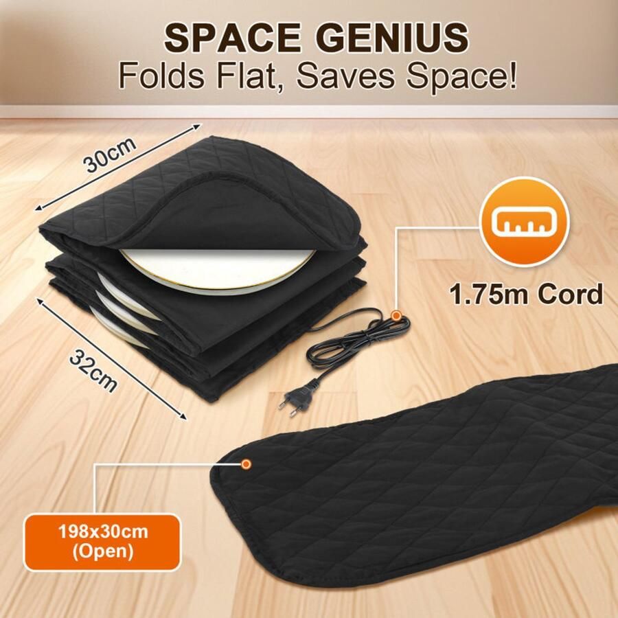 Elektrische bordenwarmer Voor maximaal 12 borden met 32 cm diameter Katoen Zwart