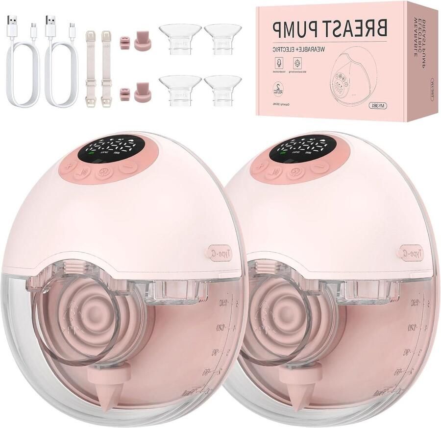 Elektrische Borstkolf Draagbare Melkpomp Moedermelk Afkolven Handfree Ontwerp 2 stuks Wit