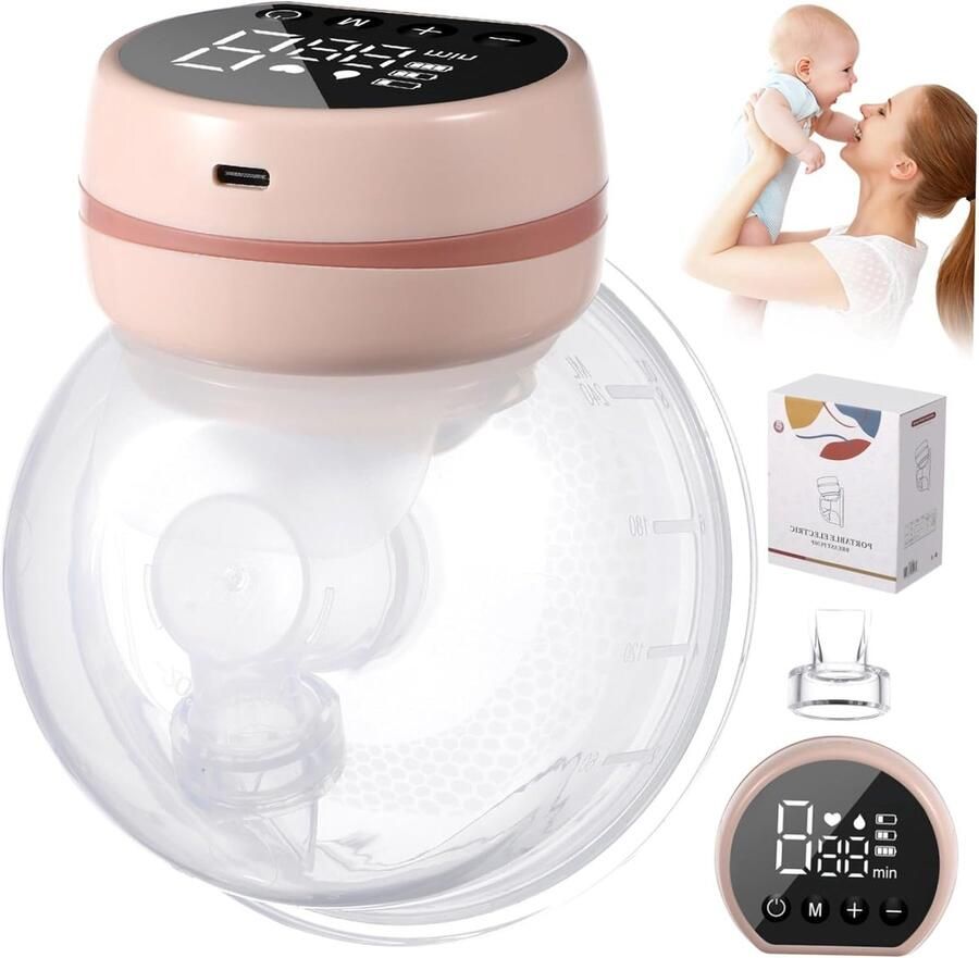 Elektrische Borstkolf Moedermelk Kolf Handsfree Kolven Laag Geluidsniveau 14 x 11.5 x 7 cm Roze