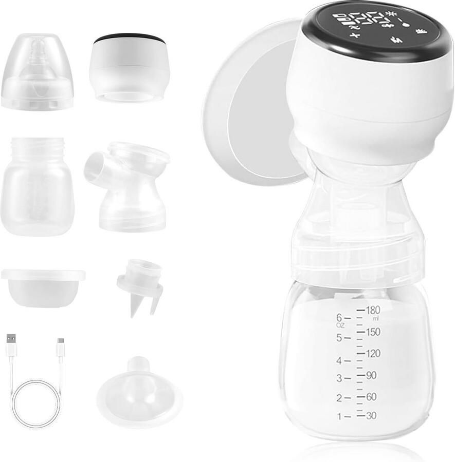 Elektrische Borstpomp Borstkolf Handsfree Moedermelk Afkolven Stille Werking 180 ml Fles Wit