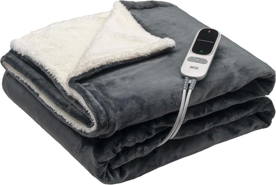 Elektrische Bovendeken Warmtedeken 2 persoons Heerlijk opwarmen XXL formaat 180x160 cm Grijs
