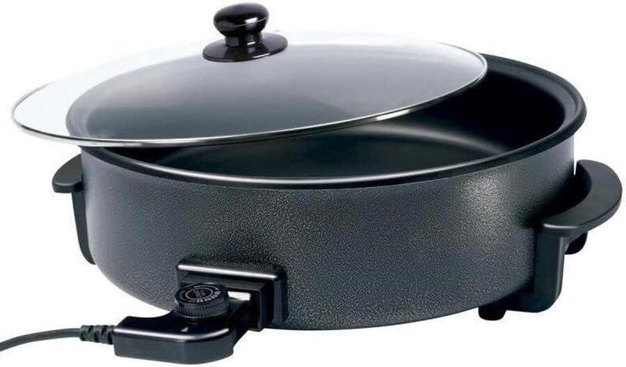 Elektrische braadpan Multicooker pan Veelzijdig koken Antiaanbaklaag 36 cm diameter Rood