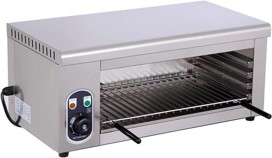 Elektrische Broodoven Pizzaoven Hef-type Thuis en Restaurant Roestvrij staal 445 x 248 mm Zilver - Foto 1