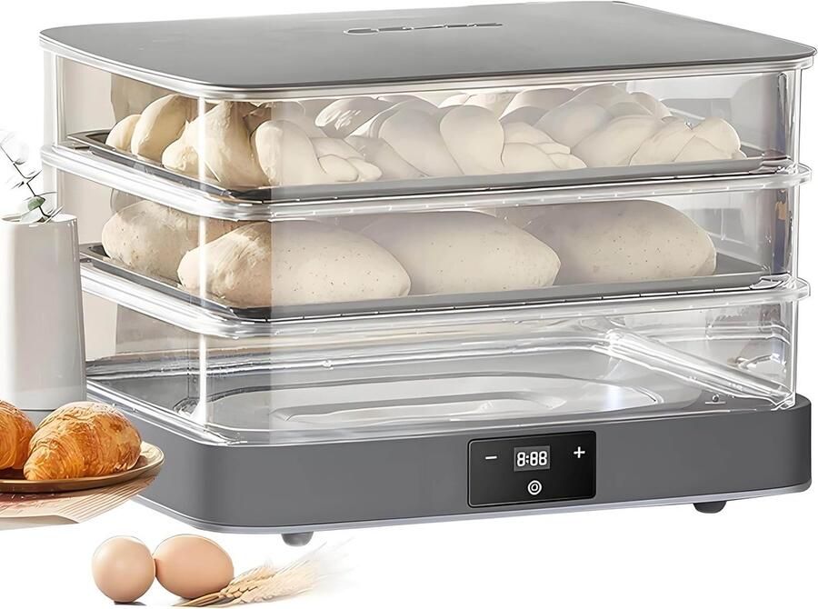 Elektrische Broodrijskast Deegrijsmachine Fermentor Thuis Bakken Instelbare Temperatuur Vochtigheid 40 Liter Capaciteit Lichtgrijs