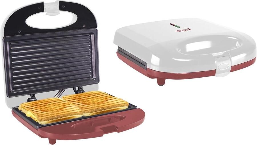 Elektrische Broodrooster Tosti Apparaat Grill Sandwiches Maken Anti-aanbakplaat 22x12 cm Wit Rood