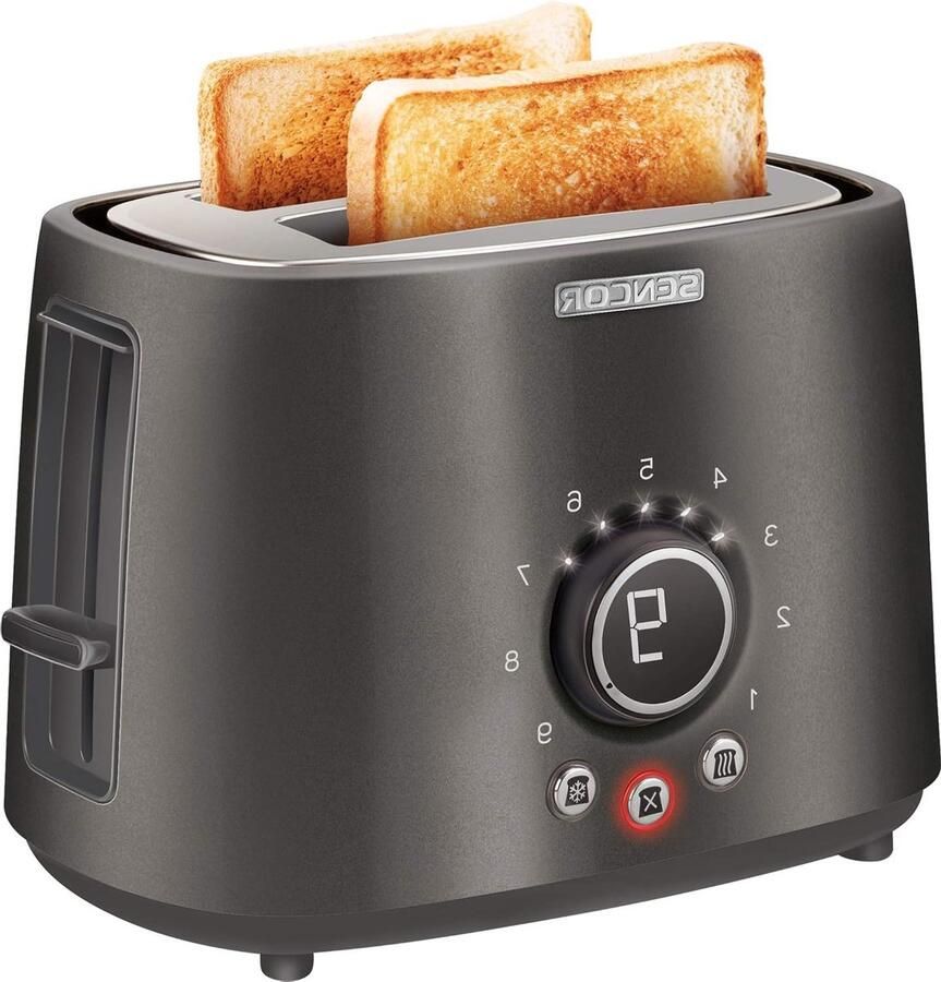 Elektrische Broodrooster Tosti Apparaat Ontbijt Bereiden 9 Intensiteitsniveaus 2 Sleuven Zwart