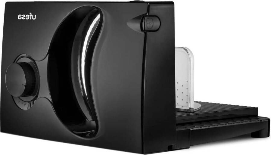 Elektrische Broodsnijmachine Allessnijder van roestvrij staal Diameter 170 mm Dikte van 0 tot 15 mm Veiligheidsknop Opvouwbare basis 150W Zwart Bread Slicer