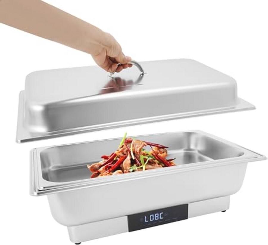 Elektrische Buffetserver 9 Liter Roestvrij Staal Voedselwarmer met Temperatuurregeling