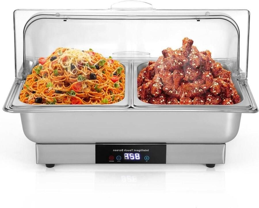 Elektrische Buffetwarmer Chafing Dish Gerechten Warm Houden Temperatuurregeling 9 Qt Zilver