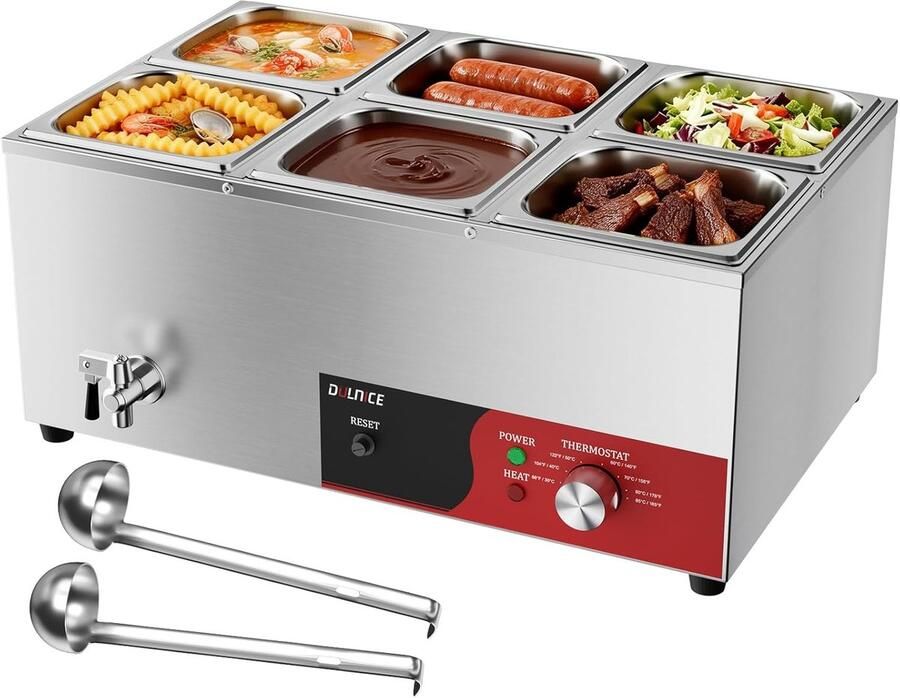Elektrische Buffetwarmer Voedselwarmer Bain Marie Horeca Catering Met Afvoerkraan 57 x 36 x 26 cm Zilver