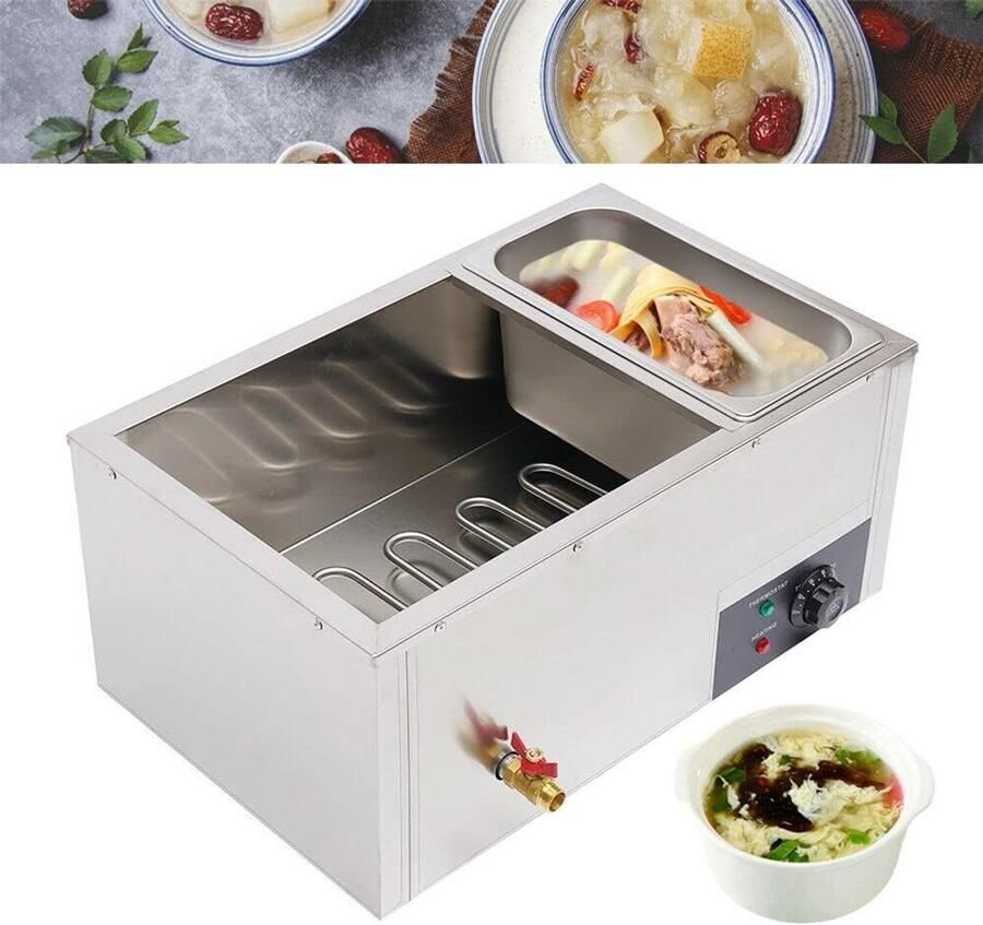 Elektrische Buffetwarmer Warmhoudplaat Voedsel Gastronomie Buffet Drie Roestvrij Stalen Bakken 57.5 x 38 x 27 cm