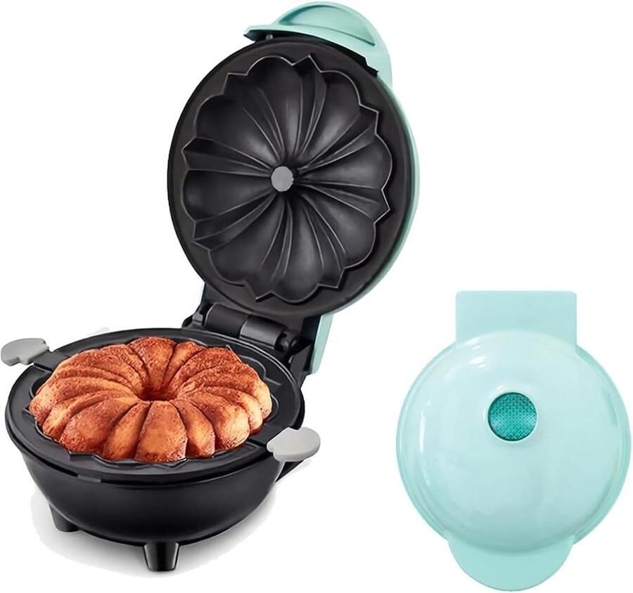 Elektrische Cake Maker Donut Machine Wafelijzer Ontbijt Gebak Maken Antiaanbaklaag Bloemvorm 6 Donuts Wit