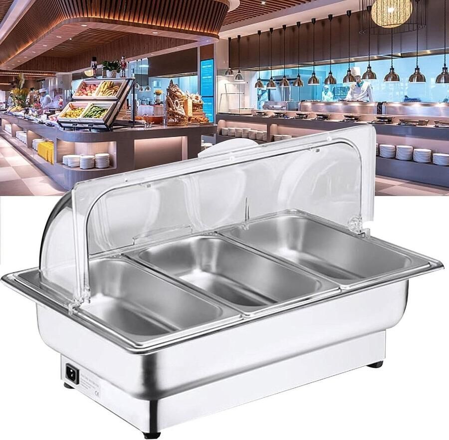 Elektrische Chafing Dish Buffet Server Eten Warm Houden Instelbare Temperatuur 9L 13L Capaciteit Zilver