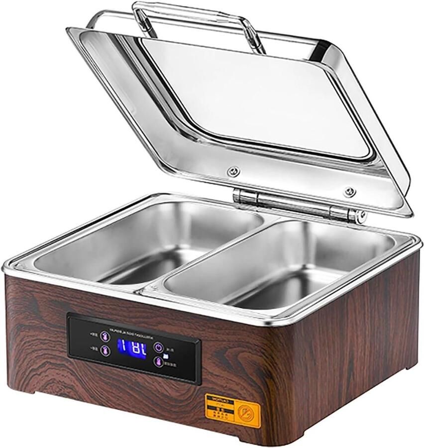 Elektrische Chafing Dish Buffet Set Warm Houden Smart Touchscreen 6L Capaciteit Zilver