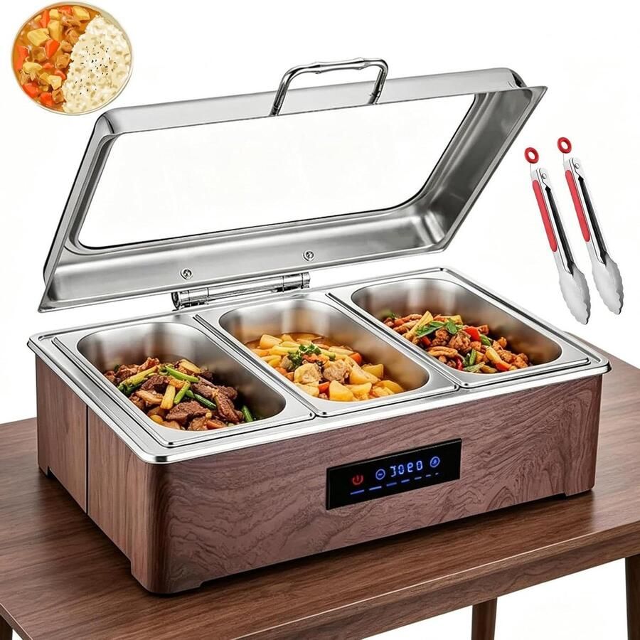 Elektrische Chafing Dish Buffet Set Warm Houden Verstelbare Temperatuur 9L Capaciteit Roestvrij Staal