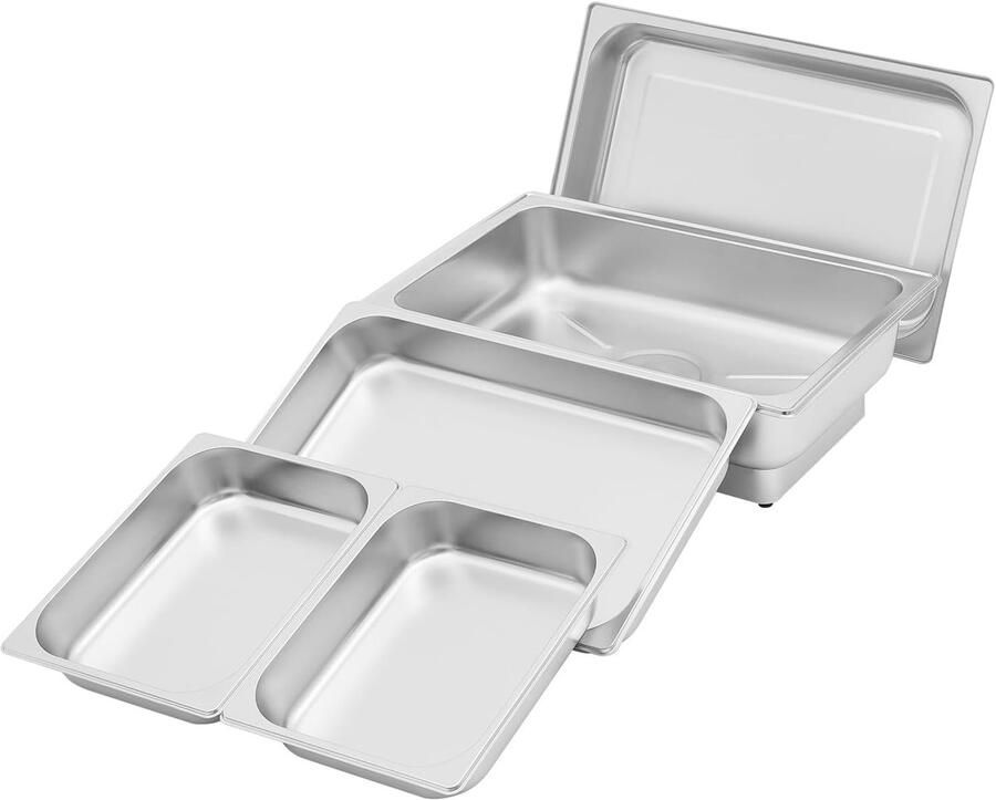 Elektrische Chafing Dish RVS Buffetwarmer 9L met Temperatuurcontrole Warmhoudsysteem met Waterschaal