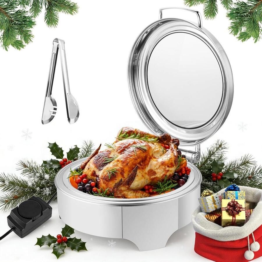 Elektrische Chafing Dish Voedselverwarmer Buffet Buffetten Warm Houden Instelbare Temperatuur 643 Liter Zilver