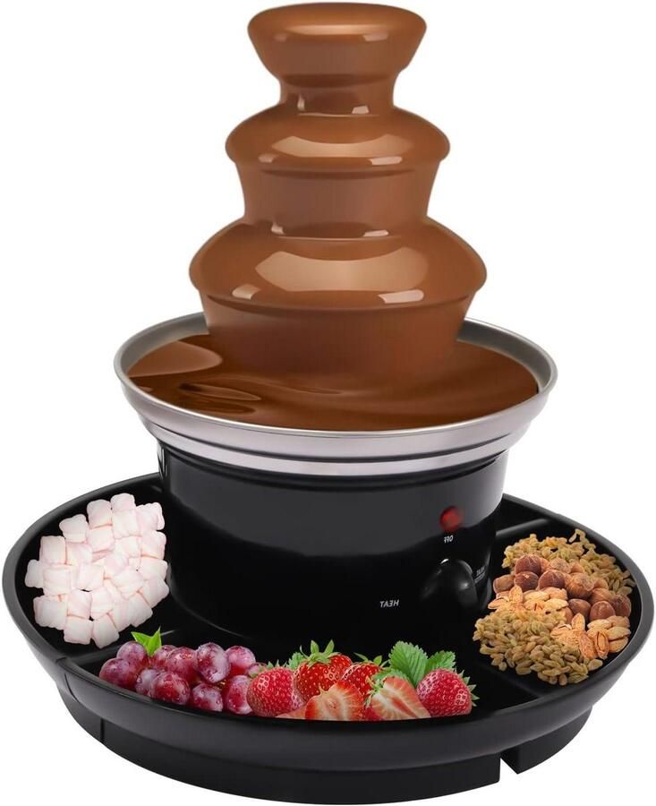 Elektrische Chocoladefontein Dessert Machine Feestelijke Desserts Maken 3-Traps Waterval 0.45 kg Capaciteit Zwart