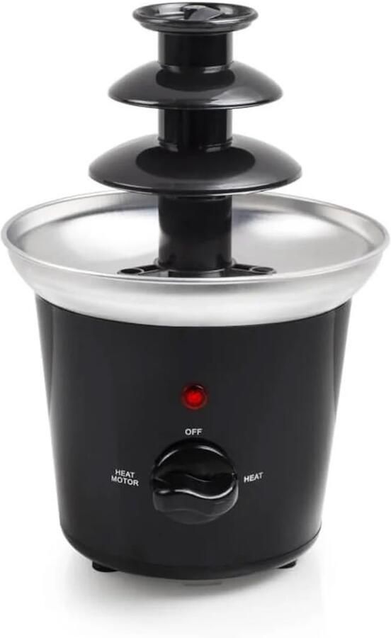 Elektrische chocoladefontein met waterval 3 niveaus 35 W zwart ideaal voor diners of speciale feesten met heldere leds en antislip basis voor optimale stabiliteit elegant en compact