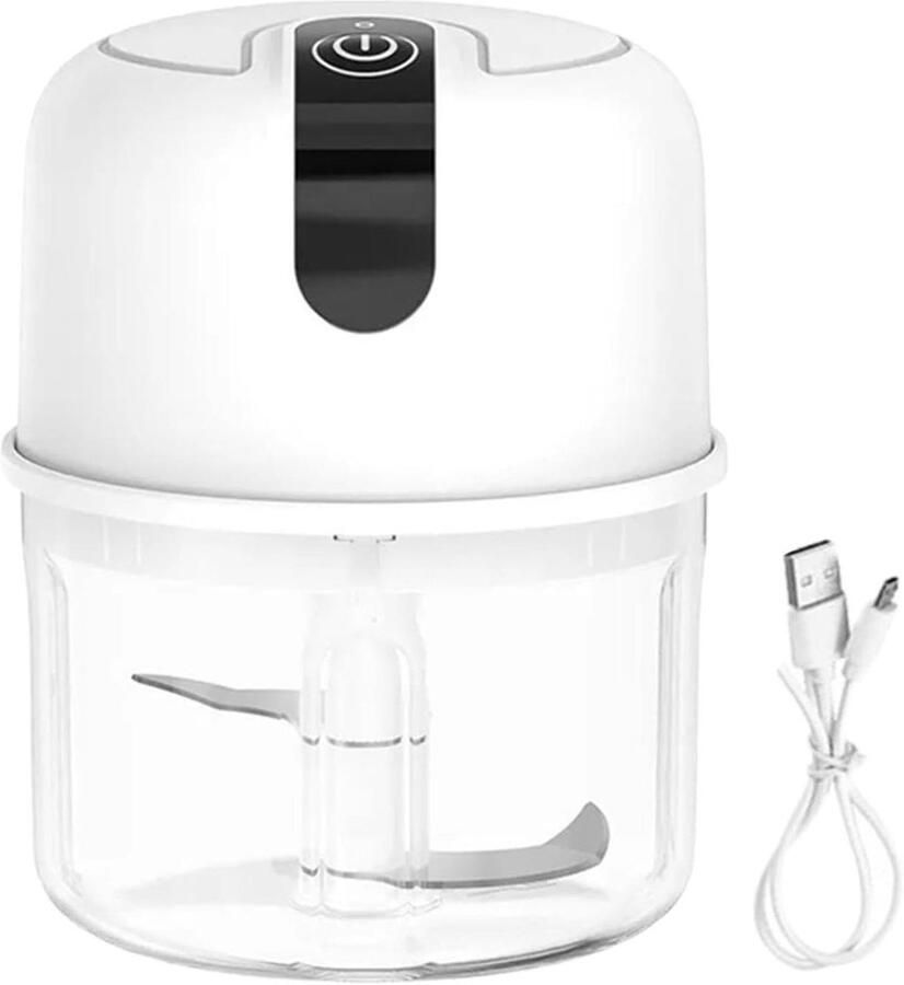 Elektrische Chopper Keukenmachine Hakker Snel Ingrediënten Snijden Oplaadbaar Via USB 9.3 x 9.4 cm Wit