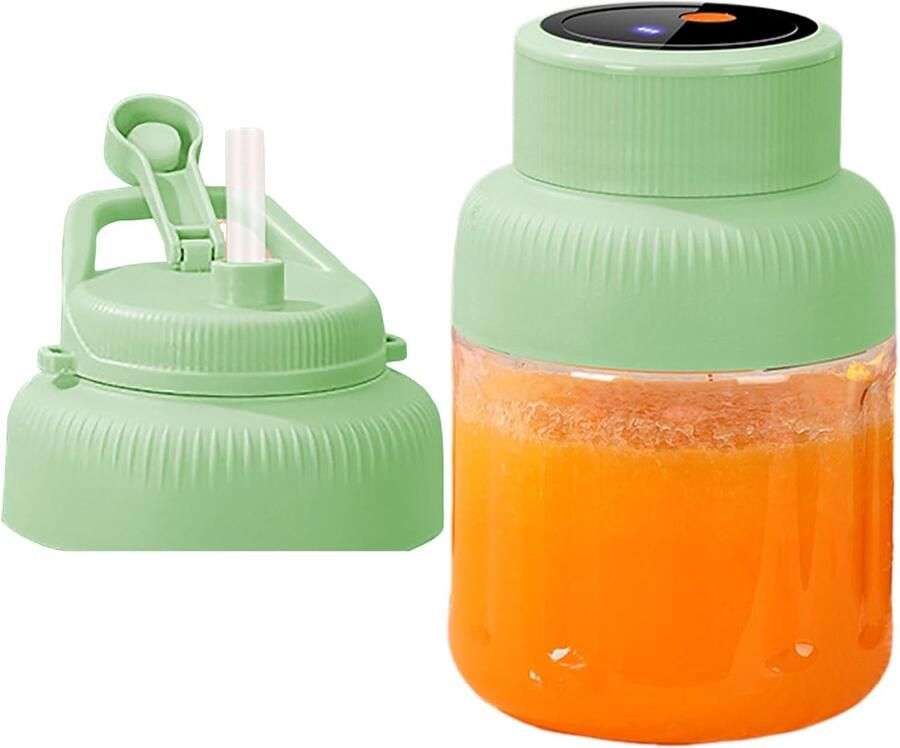 Elektrische Fruitpers Draagbare Juicer Snel Sap Maken Oplaadbaar 1300ml 13x13x13 cm Groen