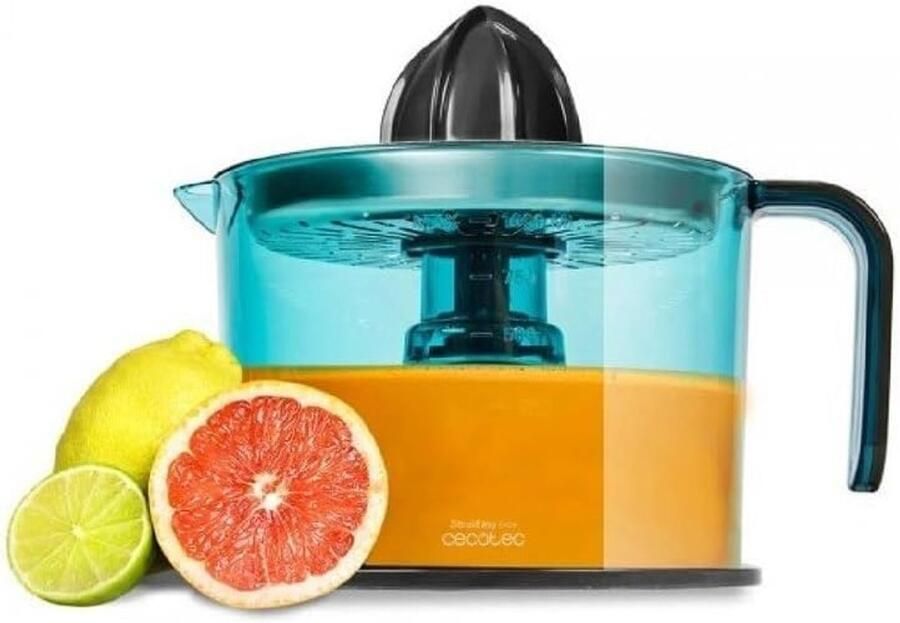 Elektrische citruspers 40 W filter van roestvrij staal 1 l BPA-vrij dubbele draairichting 2 kegels stofdicht deksel vaatwasmachinebestendig