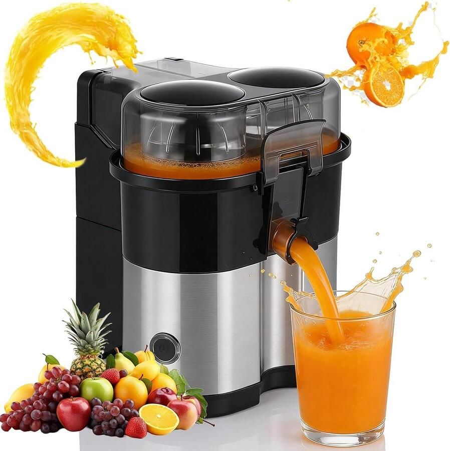 Elektrische Citruspers Automatische Sapcentrifuge Vers Sap Maken Ingebouwde Fruitsnijder 100W Zilver