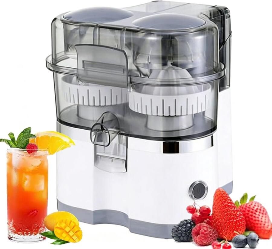 Elektrische Citruspers Automatische Sapmaker Snel Sap Maken Dubbele Extractie 8.7x8.3x9.8 Inch Wit