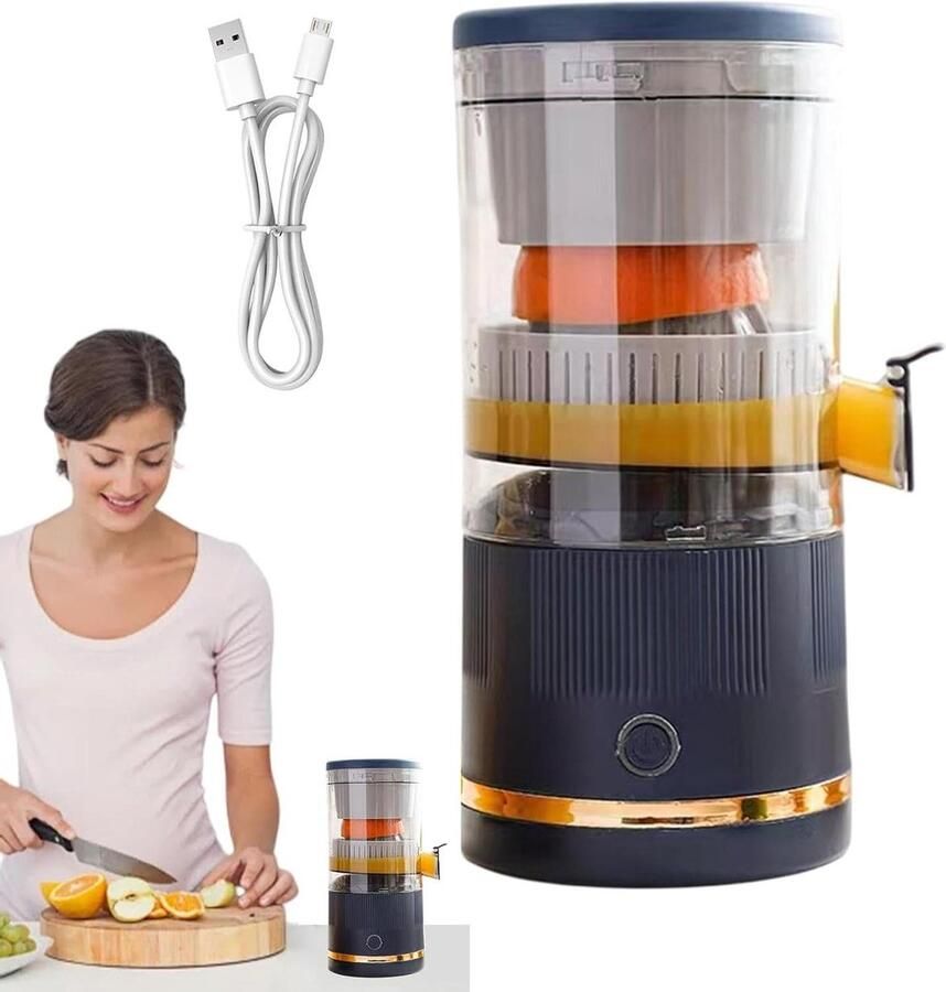 Elektrische Citruspers Automatische Sapmaker Vers Sap Maken Automatische Vruchtenscheiding 23.7 cm Hoog Blauw