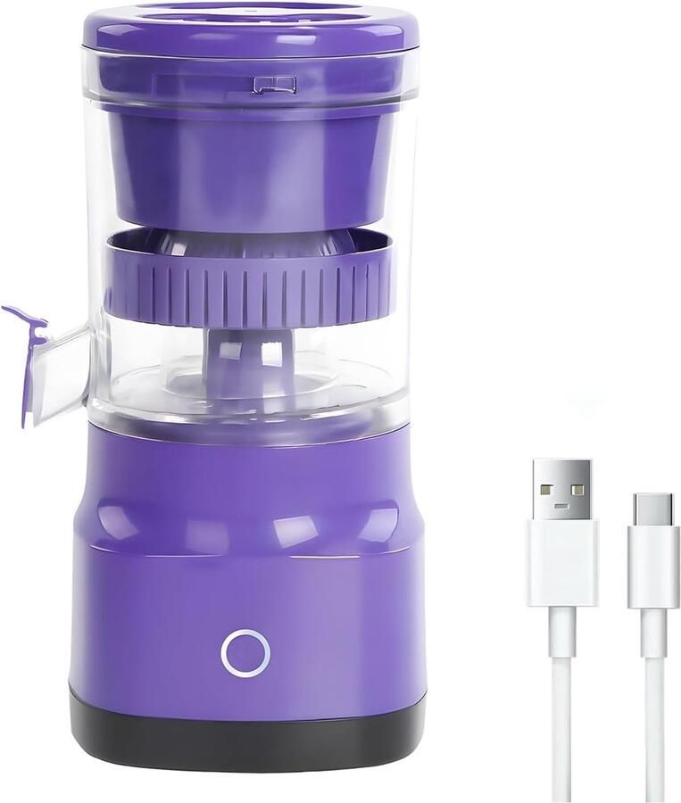 Elektrische Citruspers Draagbare Sapcentrifuge Snel Sap Maken 99% Sapopbrengst Compact Ontwerp Paars