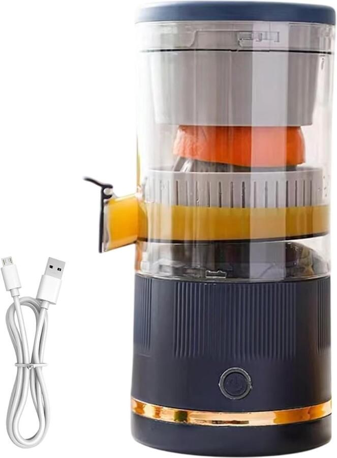 Elektrische Citruspers Draagbare Sapcentrifuge Vers Sap Maken Automatische Sap Scheiding 11x23.5cm Blauw