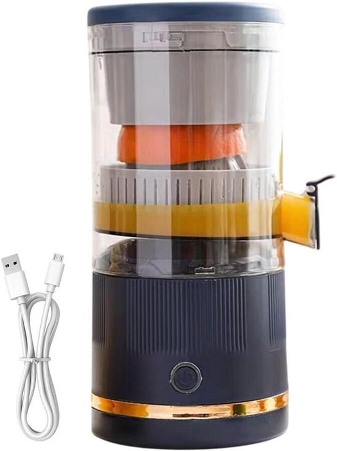 Elektrische Citruspers Draagbare Sapmachine Snel Sap Maken Automatische Pulp Scheiding 401-600 ml Blauw