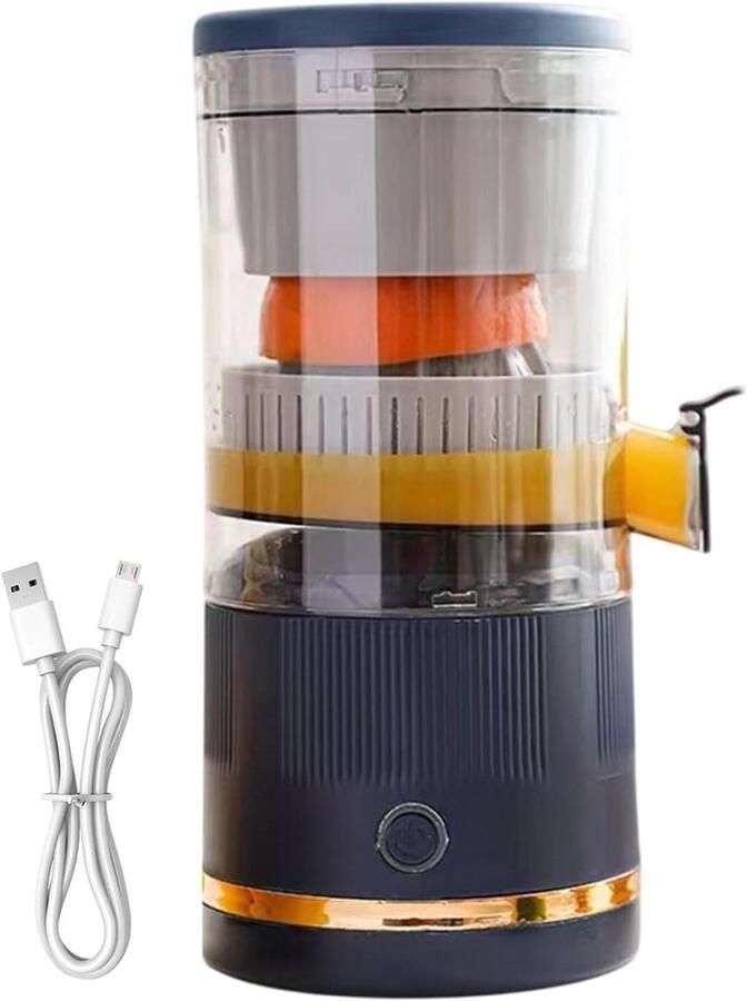 Elektrische Citruspers Draagbare Sapmachine Snel Sap Maken Automatische Pulp Scheiding 401-600 ml Blauw