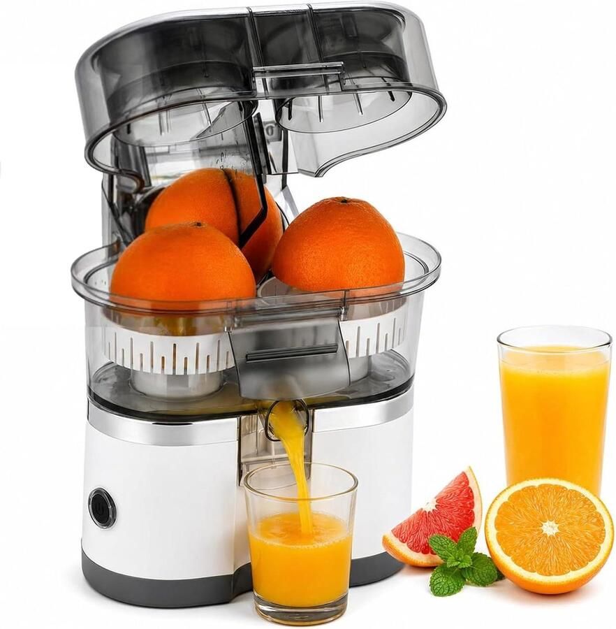 Elektrische Citruspers Dubbele Kop Vers Sap Hoge Extractie 400ml Capaciteit Wit