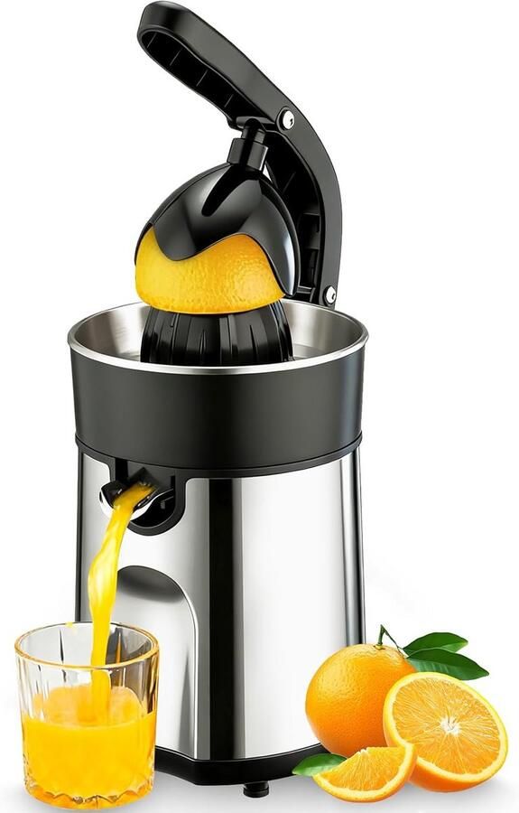 Elektrische Citruspers met RVS Filter Geschikt voor Sinaasappels Citroenen en Limoenen